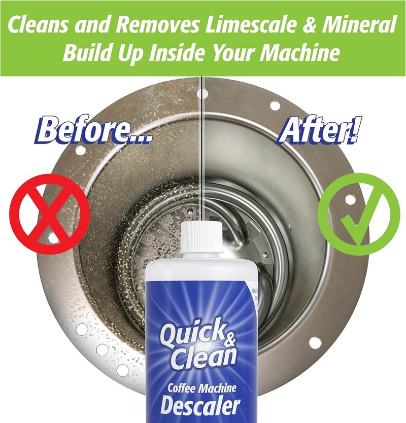 QUICK CLEAN 32oz. Descaler (8 Total Uses) - Made in the USA - Descaling Solution for Nespresso, Ninja, Delonghi, All Other Coffee and Espresso Machines… - Image 4